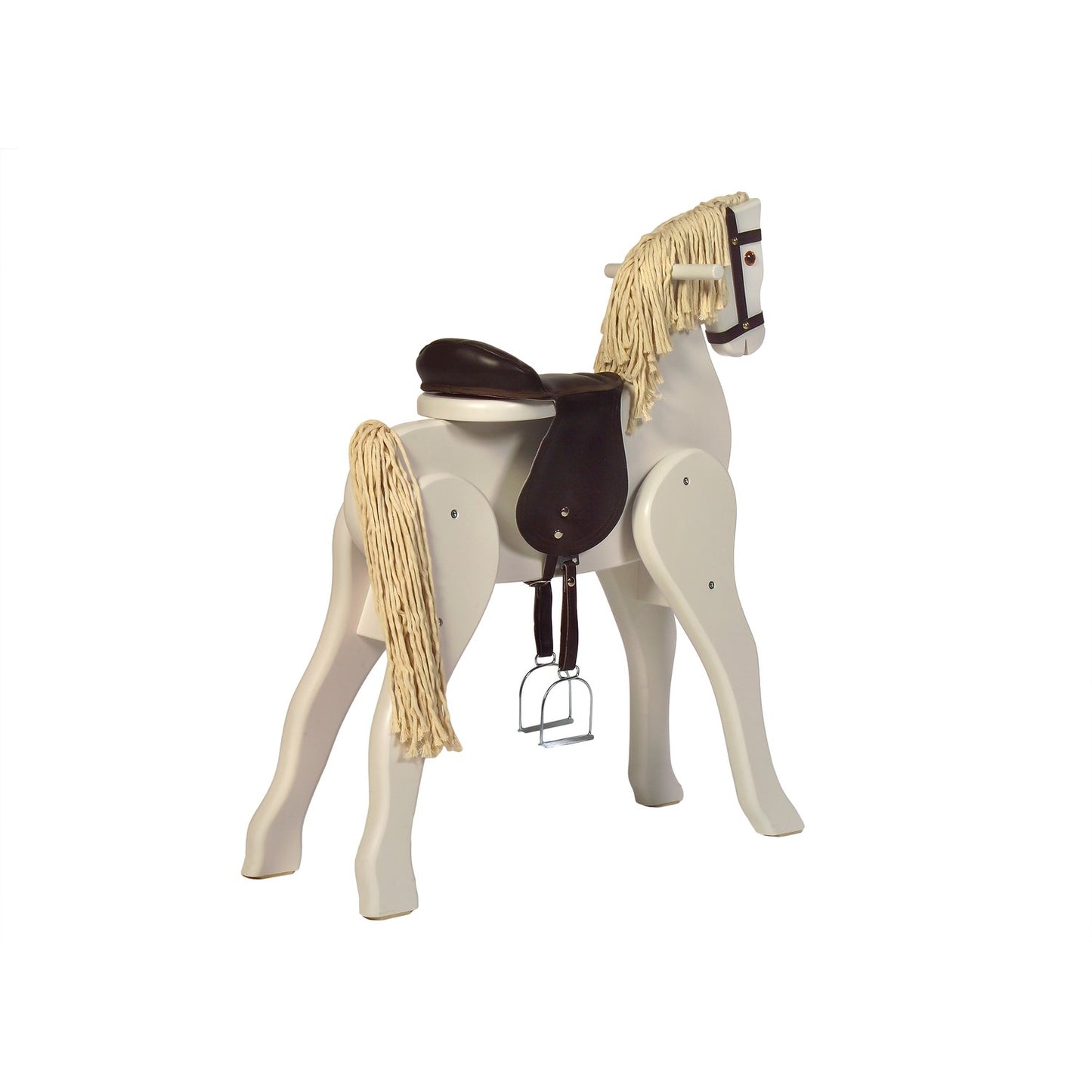 Holzpferd Blütenzauber – Rückansicht des stabilen Holzpferds