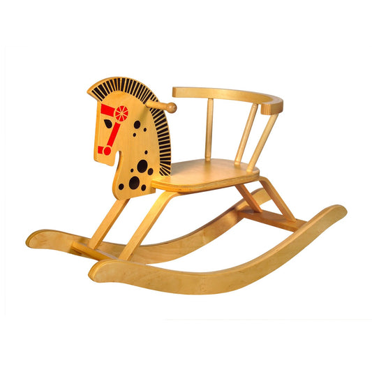 Holzschaukelpferd Paulus – Vorderansicht des hochwertigen Kinder-Schaukelpferds