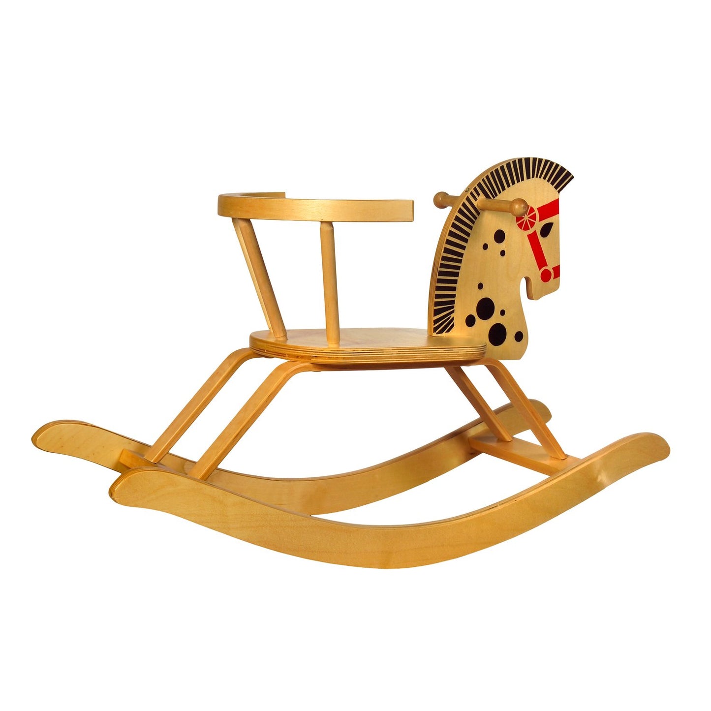 Holzschaukelpferd Paulus – Rückansicht des stabilen Holzpferds