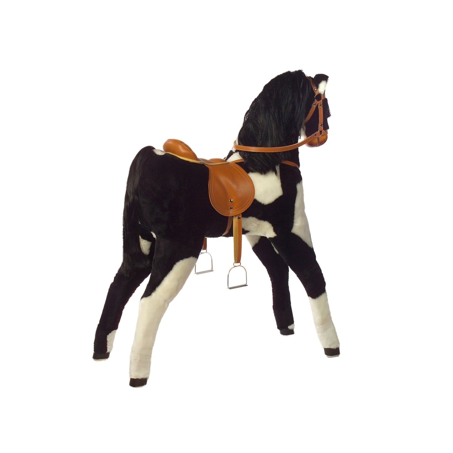 Plüschpferd Stehpferd La Rose – Rückansicht des stabilen Plüschpferds