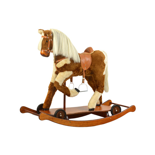 Schaukelpferd Annabella auf Rollbrett – Vorderansicht mit Rollbrett