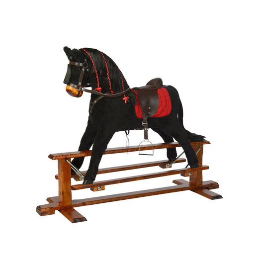 Schaukelpferd Evelyn – Vorderansicht des liebevoll gestalteten Kinder-Schaukelpferds