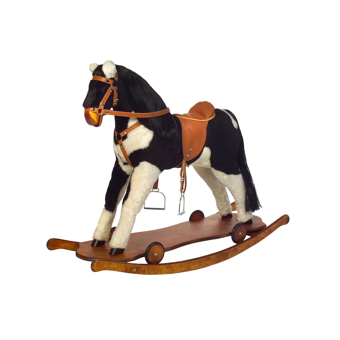 Schaukelpferd Lady auf Rollbrett – Vorderansicht mit Rollen