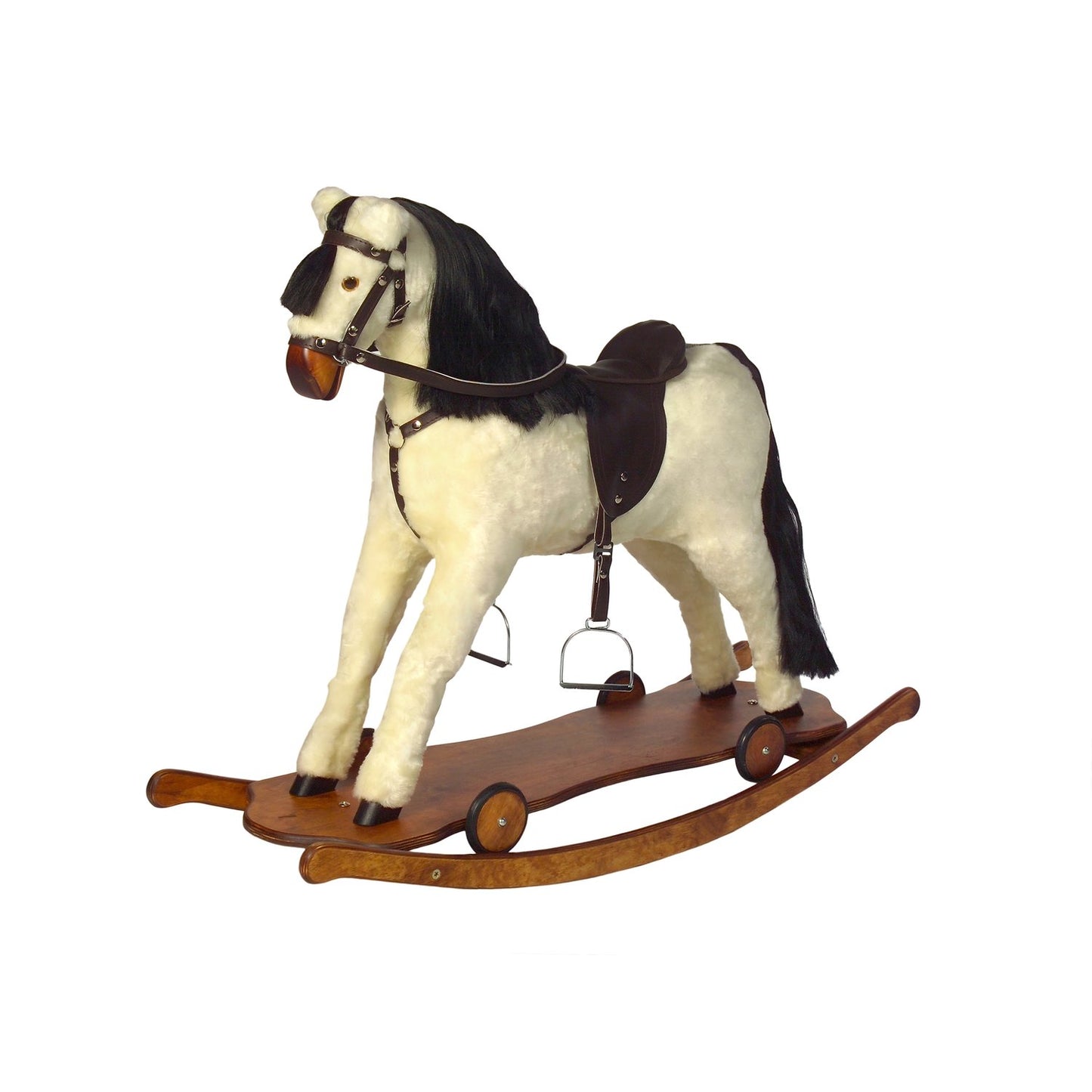 Schaukelpferd Marie auf Rollbrett – Vorderansicht mit Rollbrett