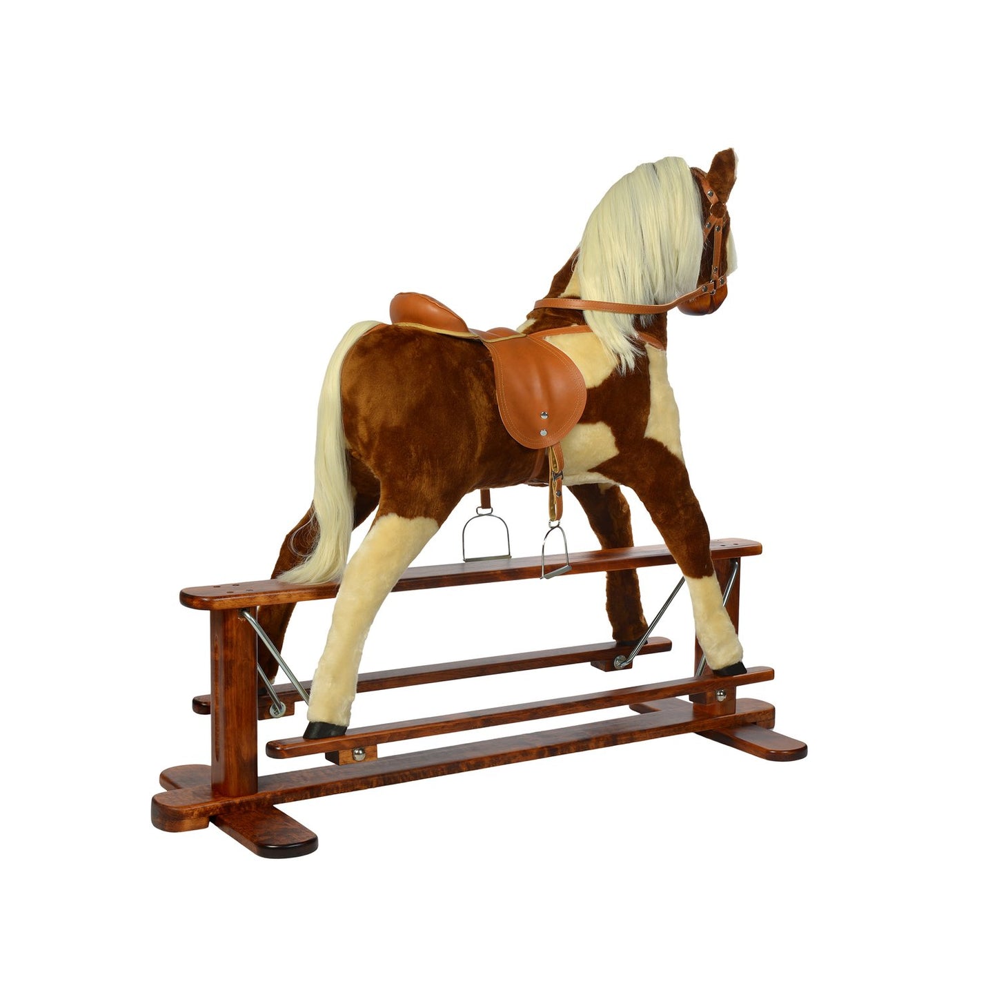 Schaukelpferd Paris – Rückansicht des stabilen Holzpferds