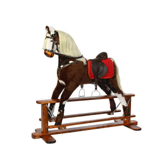 Schaukelpferd Sheila – Vorderansicht des liebevoll gestalteten Kinder-Schaukelpferds