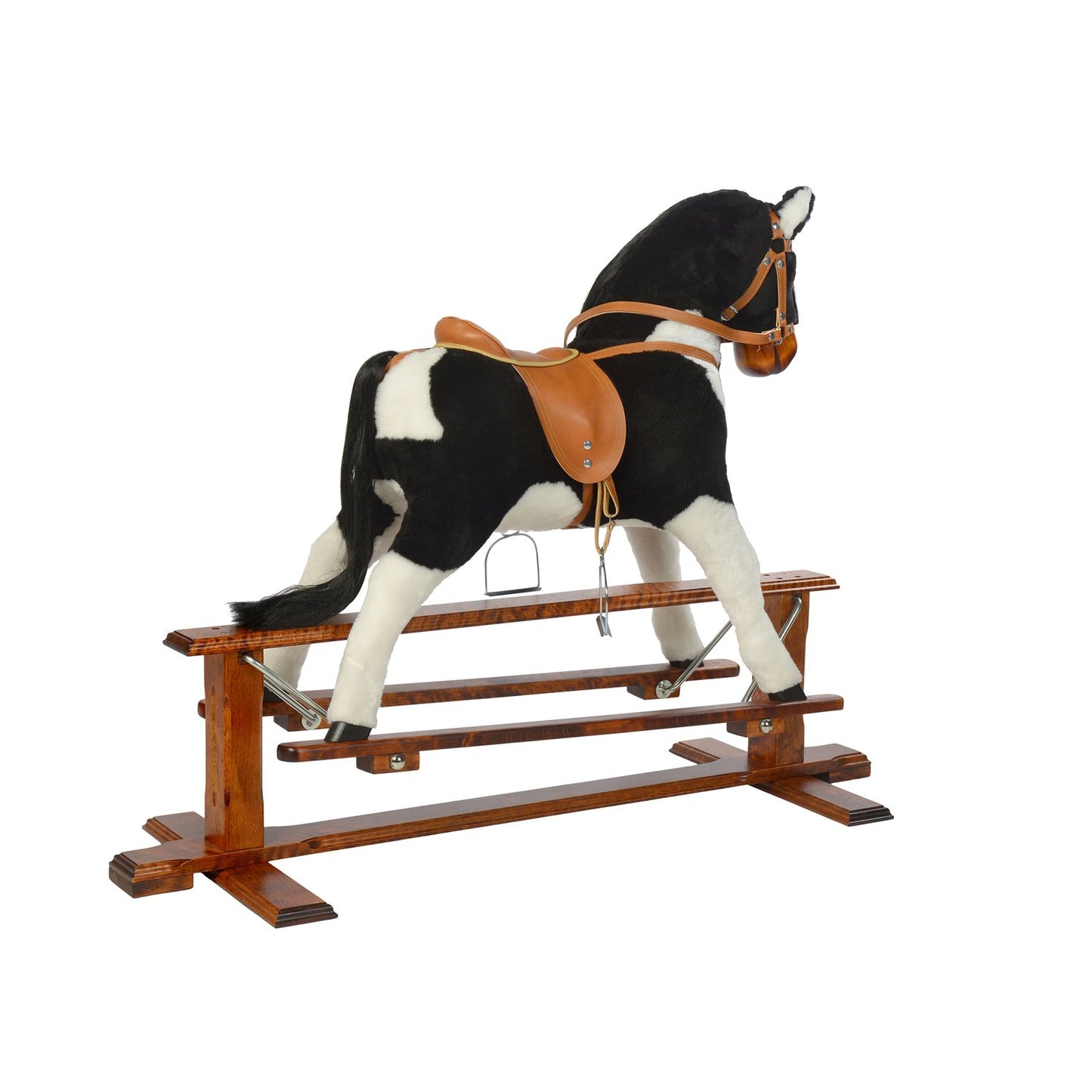 Schaukelpferd Yella – Rückansicht des stabilen Holzpferds