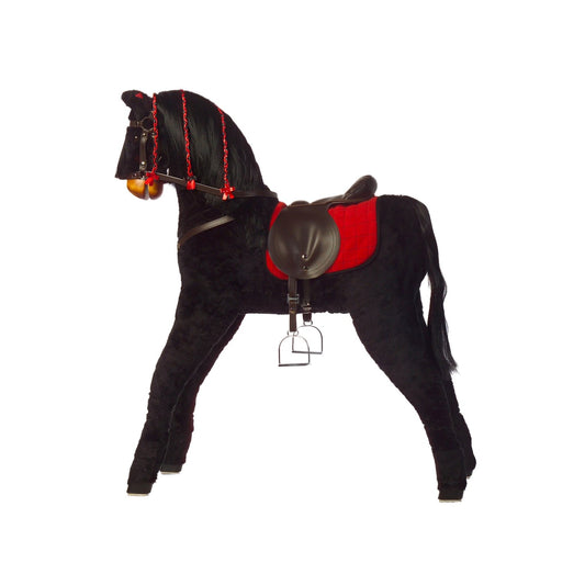 Plüschpferd Black Molly – Seitenansicht des weichen Plüschpferds
