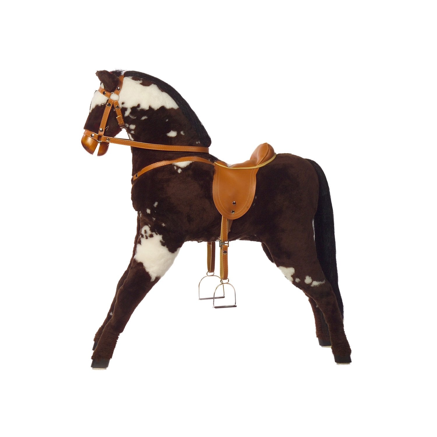 Plüschpferd Stehpferd Costano – Seitenansicht des stabilen Plüsch-Stehpferds
