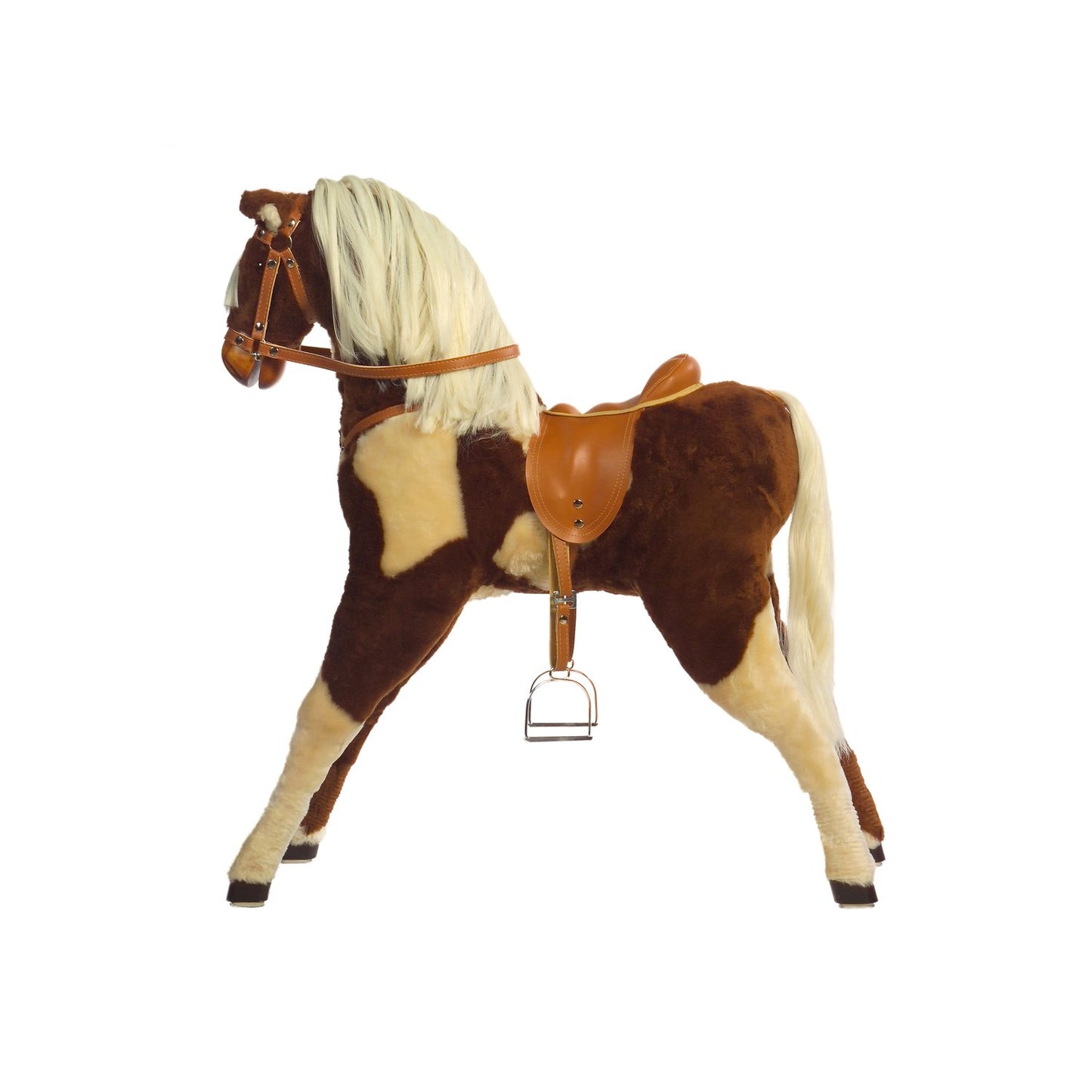 Plüschpferd Stehpferd Lizzy – Seitenansicht des weichen Plüschpferds
