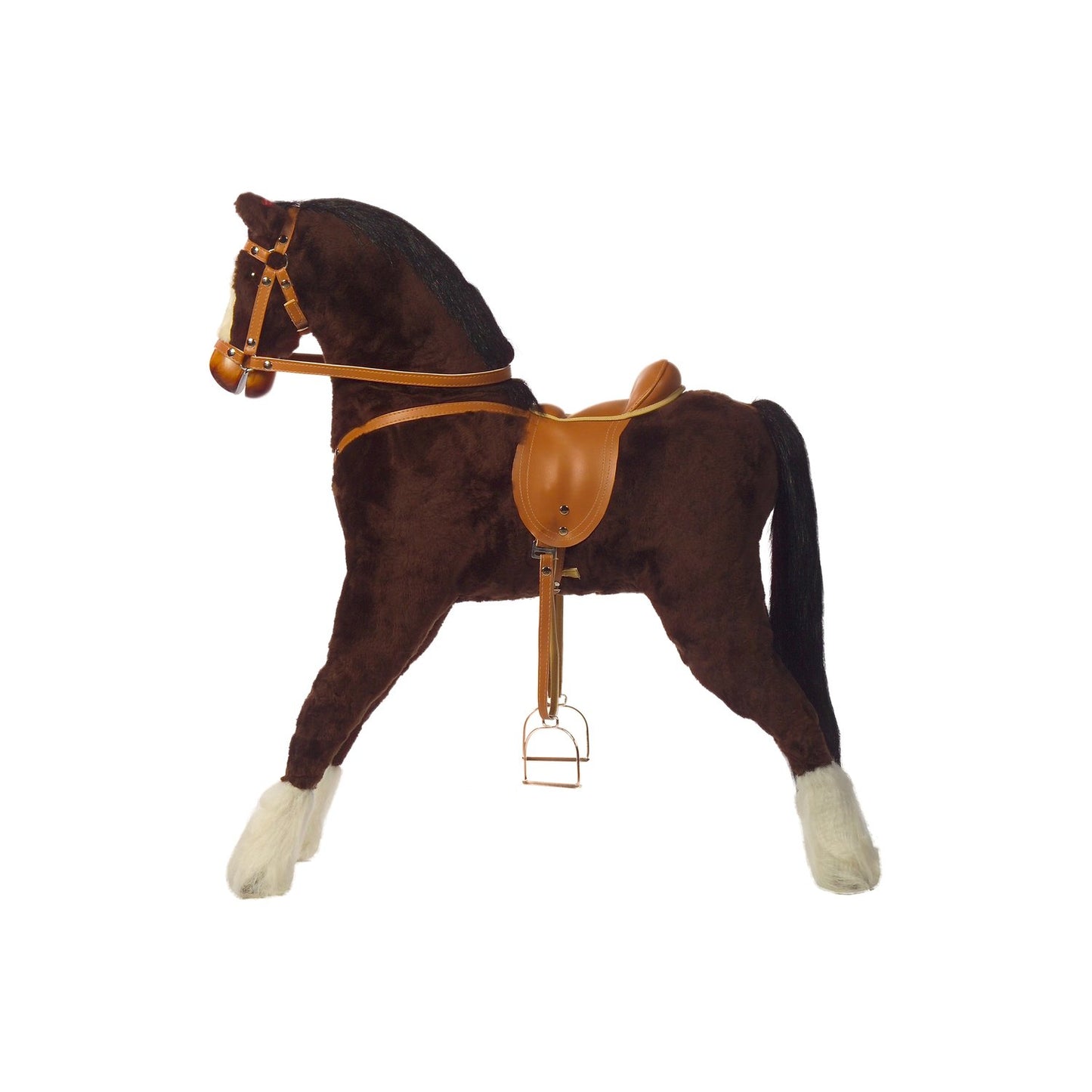 Plüschpferd Stehpferd Sidolino – Seitenansicht des kuscheligen Stehpferds
