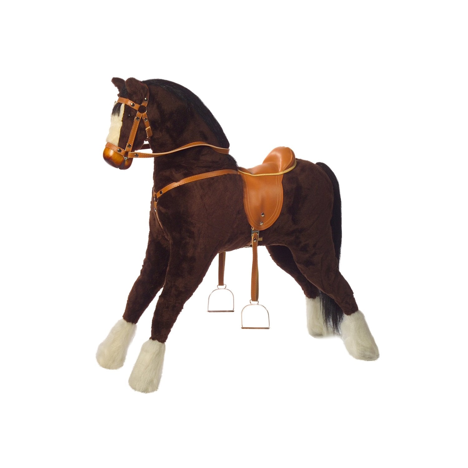 Plüschpferd Stehpferd Sidolino – Vorderansicht des liebevoll gestalteten Plüschpferds
