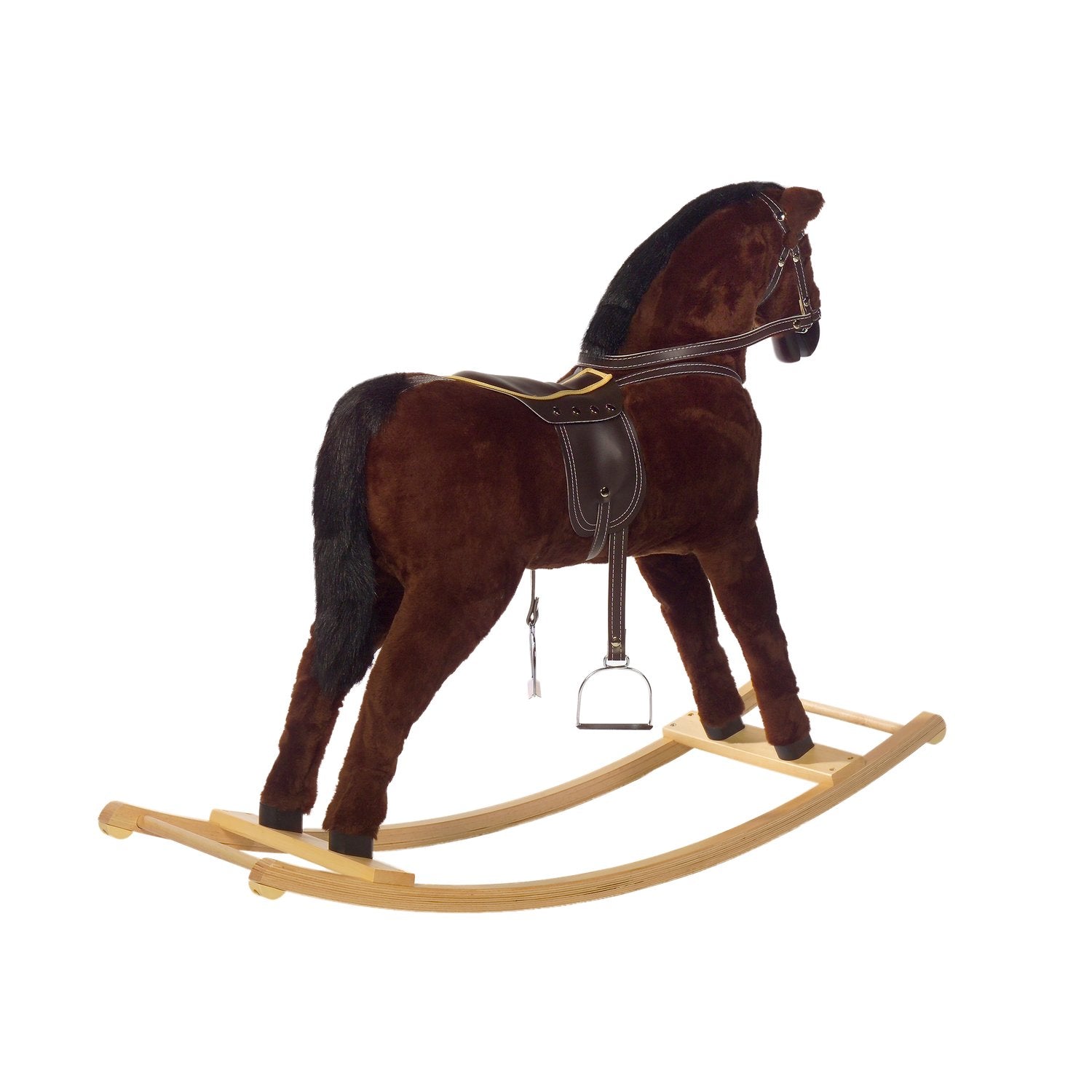 Schaukelpferd Bonanzo – Rückansicht des stabilen Holz-Schaukelpferds
