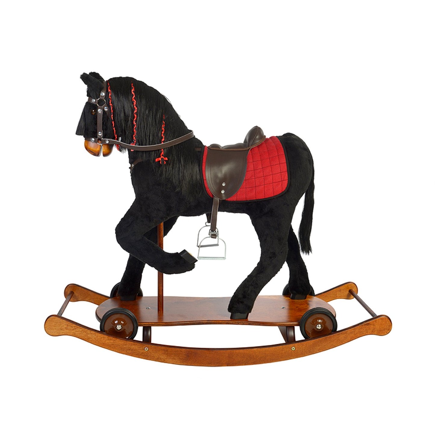 Schaukelpferd Charlotte – Seitenansicht des klassischen Holz-Schaukelpferds
