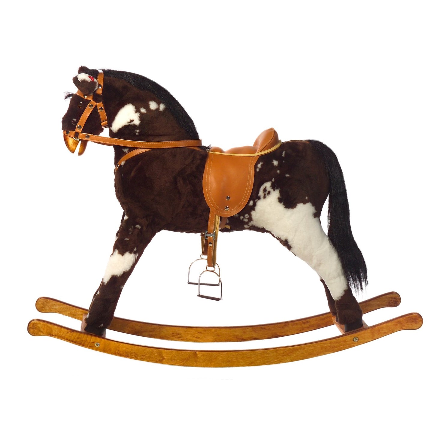 Schaukelpferd Cheyenne – Seitenansicht des naturfarbenen Schaukelpferds
