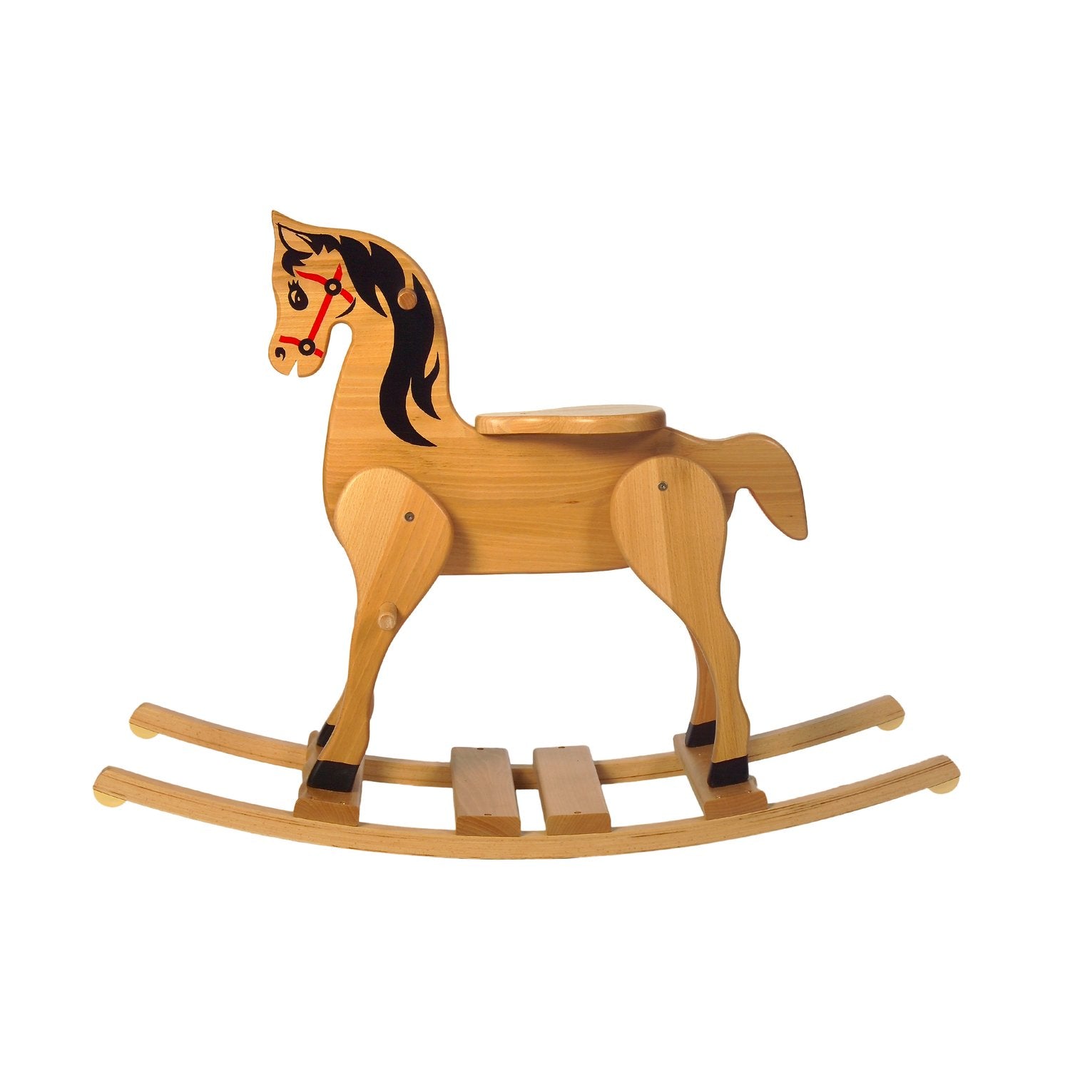 Schaukelpferd Der kleine Klaus – Seitenansicht des klassischen Holz-Schaukelpferds
