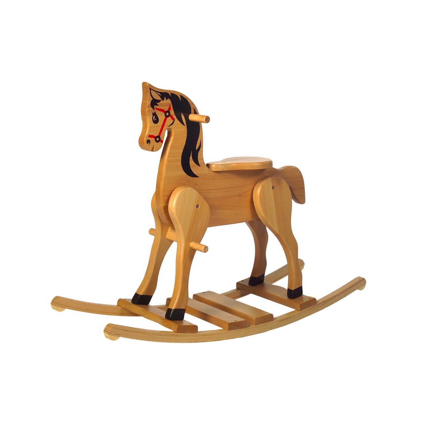 Schaukelpferd Der kleine Klaus – Vorderansicht des liebevoll gestalteten Kinder-Schaukelpferds
