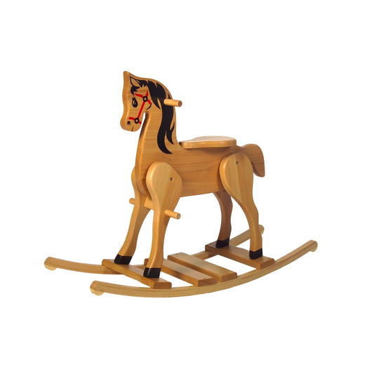 Schaukelpferd Der kleine Klaus – Vorderansicht des liebevoll gestalteten Kinder-Schaukelpferds
