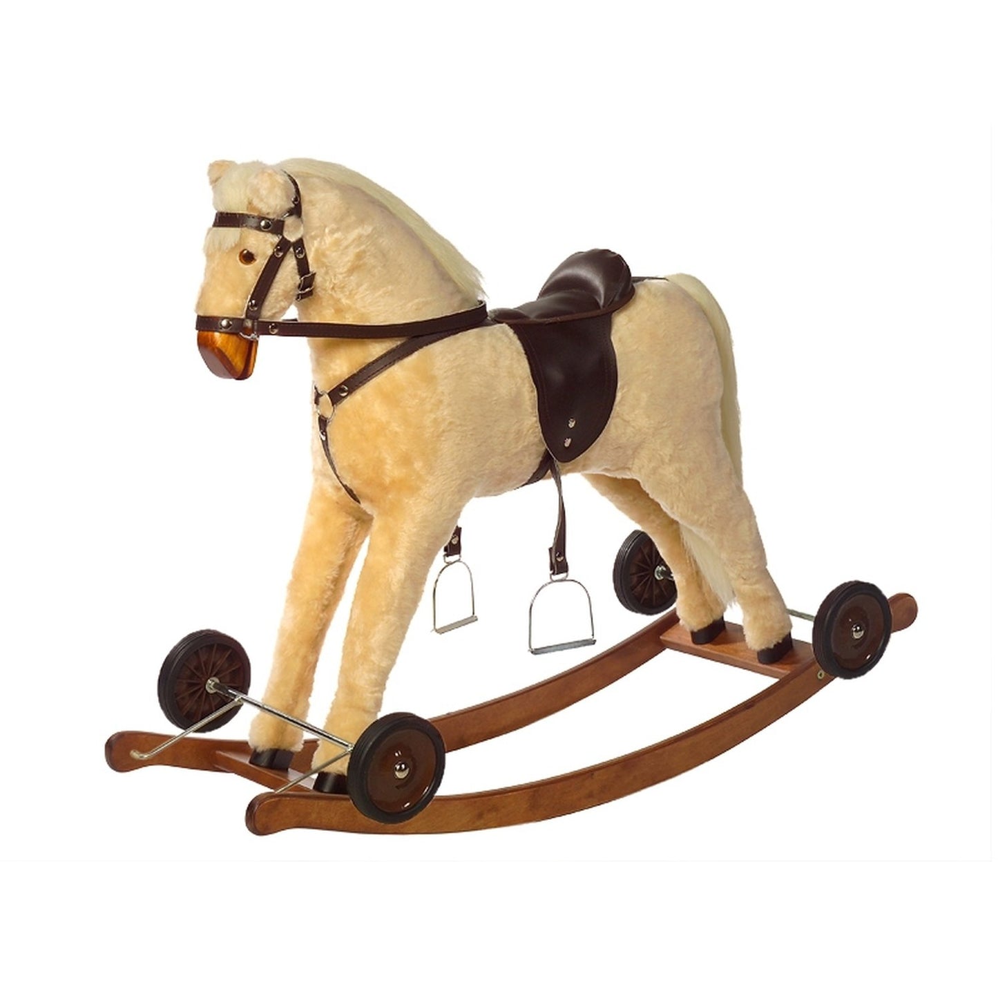 Schaukelpferd Elena mit Rollen – Vorderansicht des Kinder-Schaukelpferds
