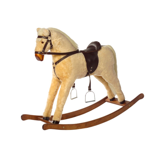 Schaukelpferd Elena – Vorderansicht des liebevoll gestalteten Kinder-Schaukelpferds

