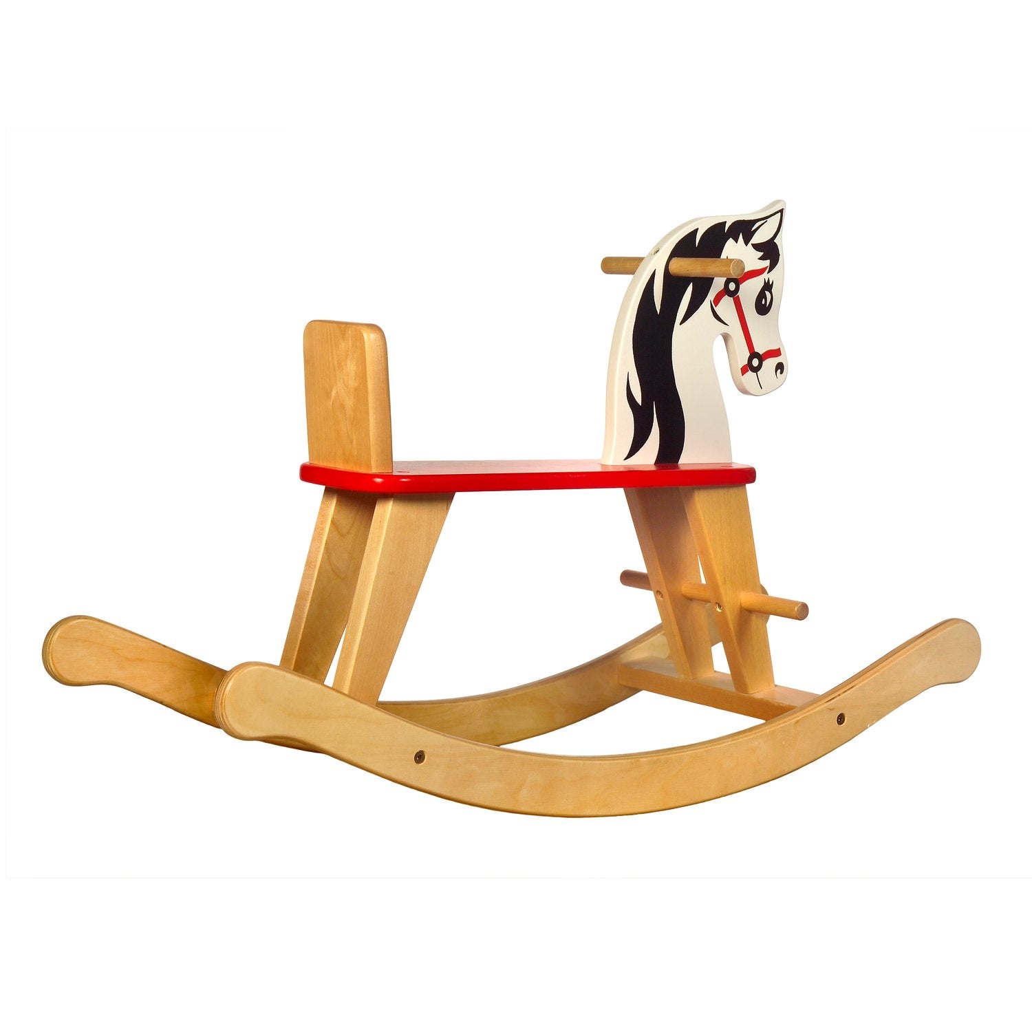 Schaukelpferd Kleiner Fuchs – Rückansicht des stabilen Holzpferds
