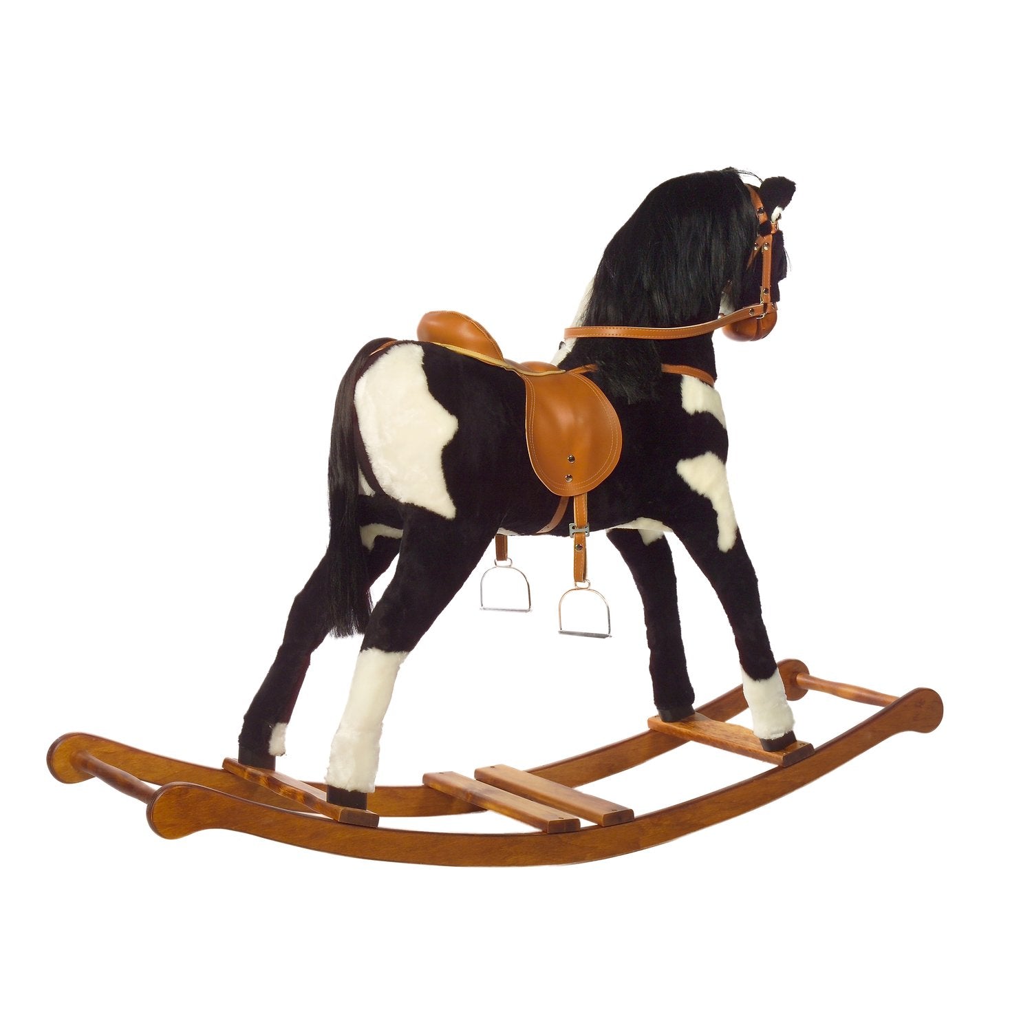 Schaukelpferd La Rose – Rückansicht mit stabiler Sitzfläche
