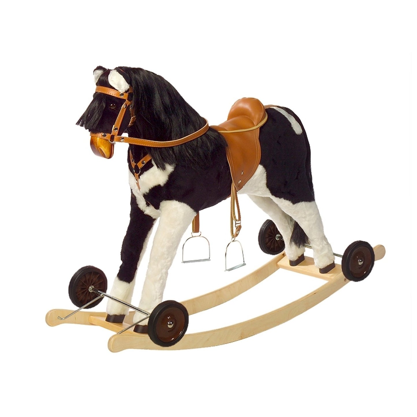 Schaukelpferd Lady auf Rollen – Vorderansicht mit Rollen
