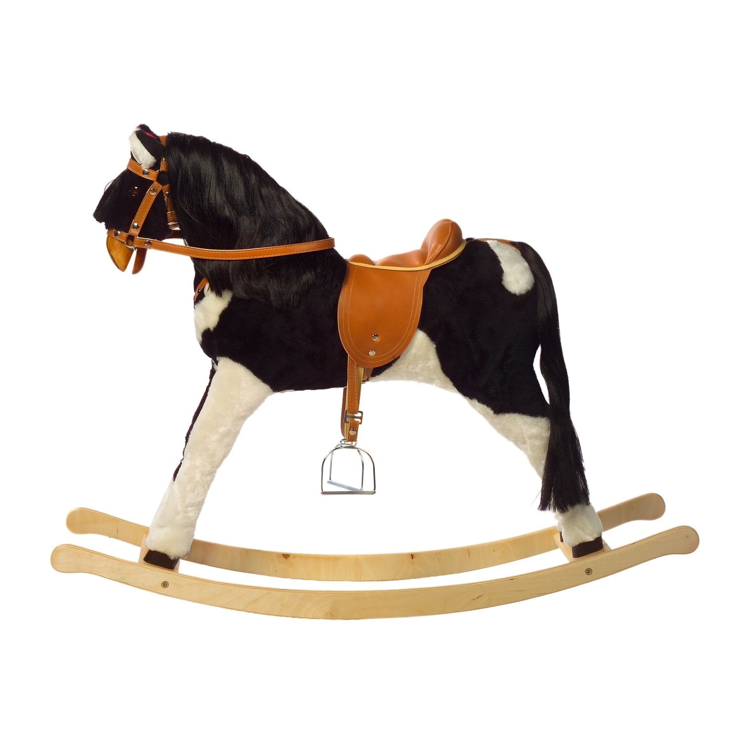 Schaukelpferd Lady – Seitenansicht des eleganten Holz-Schaukelpferds
