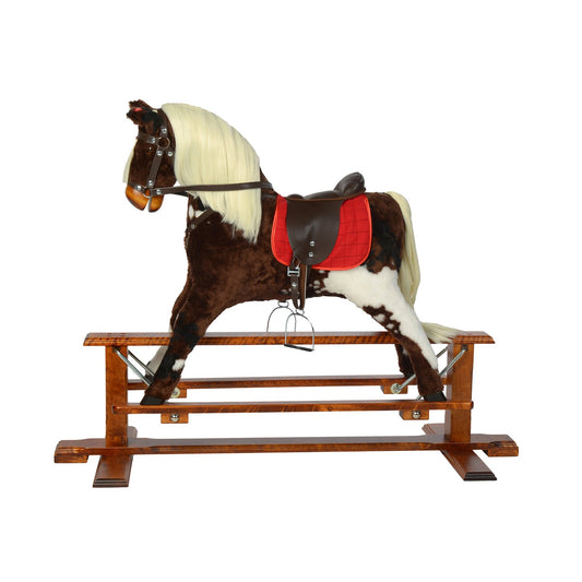 Schaukelpferd Laila – Seitenansicht des eleganten Holz-Schaukelpferds
