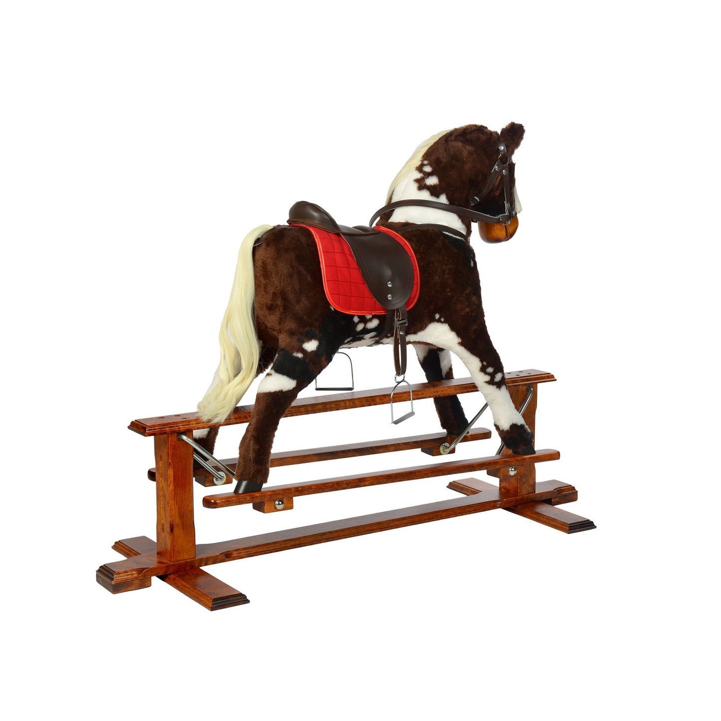 Schaukelpferd Laila – Rückansicht des stabilen Holzpferds
