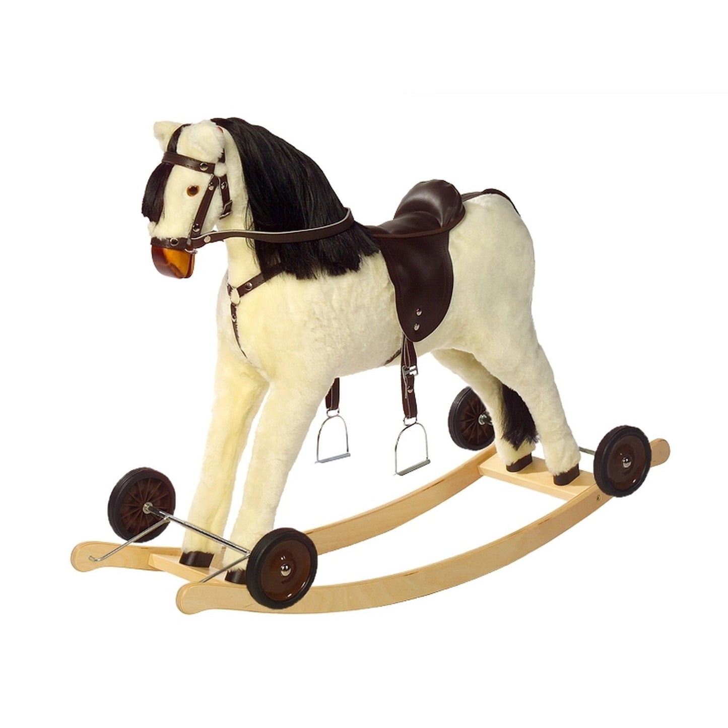 Schaukelpferd Marie auf Rollen – Vorderansicht mit Rollen
