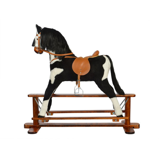 Schaukelpferd Mila – Seitenansicht des liebevoll gestalteten Holz-Schaukelpferds
