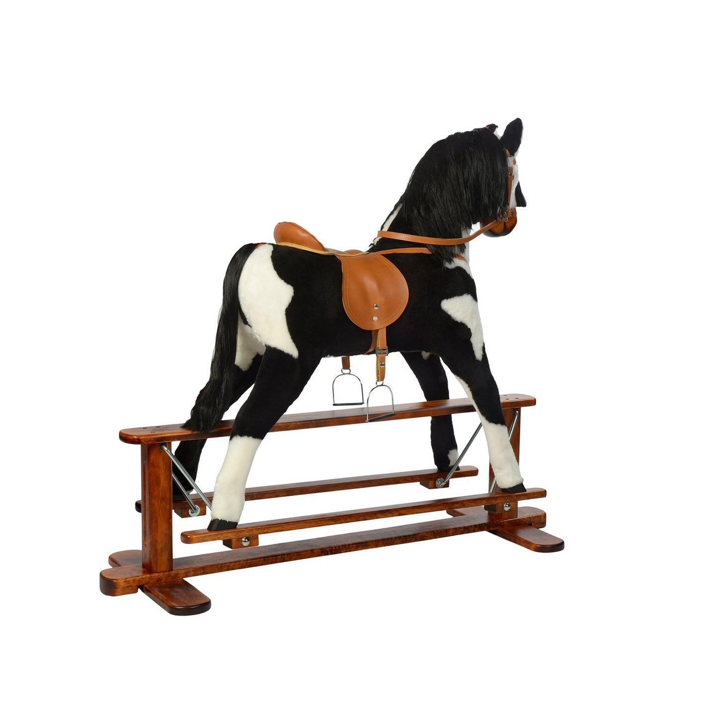 Schaukelpferd Mila – Rückansicht für sicheres Schaukeln
