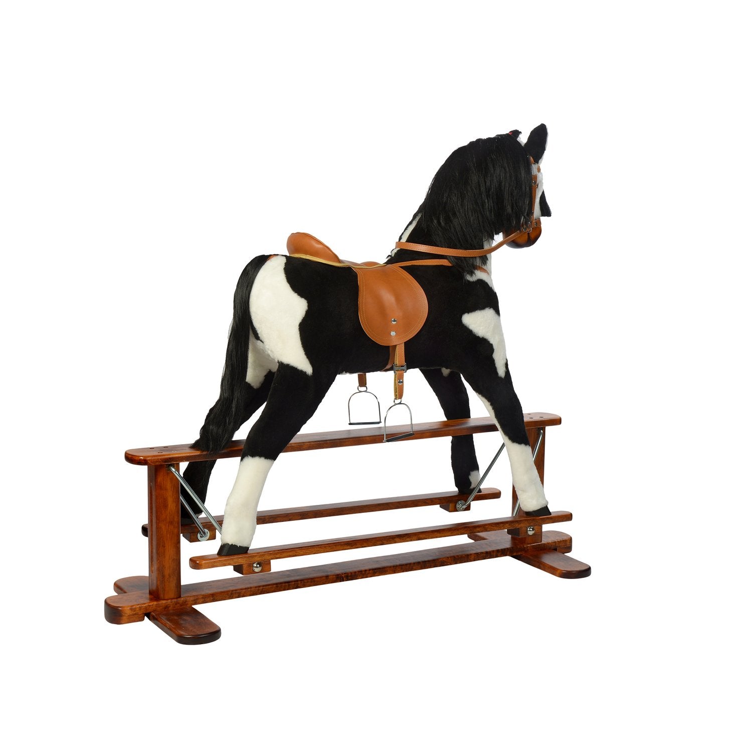 Schaukelpferd Mila – Rückansicht für sicheres Schaukeln
