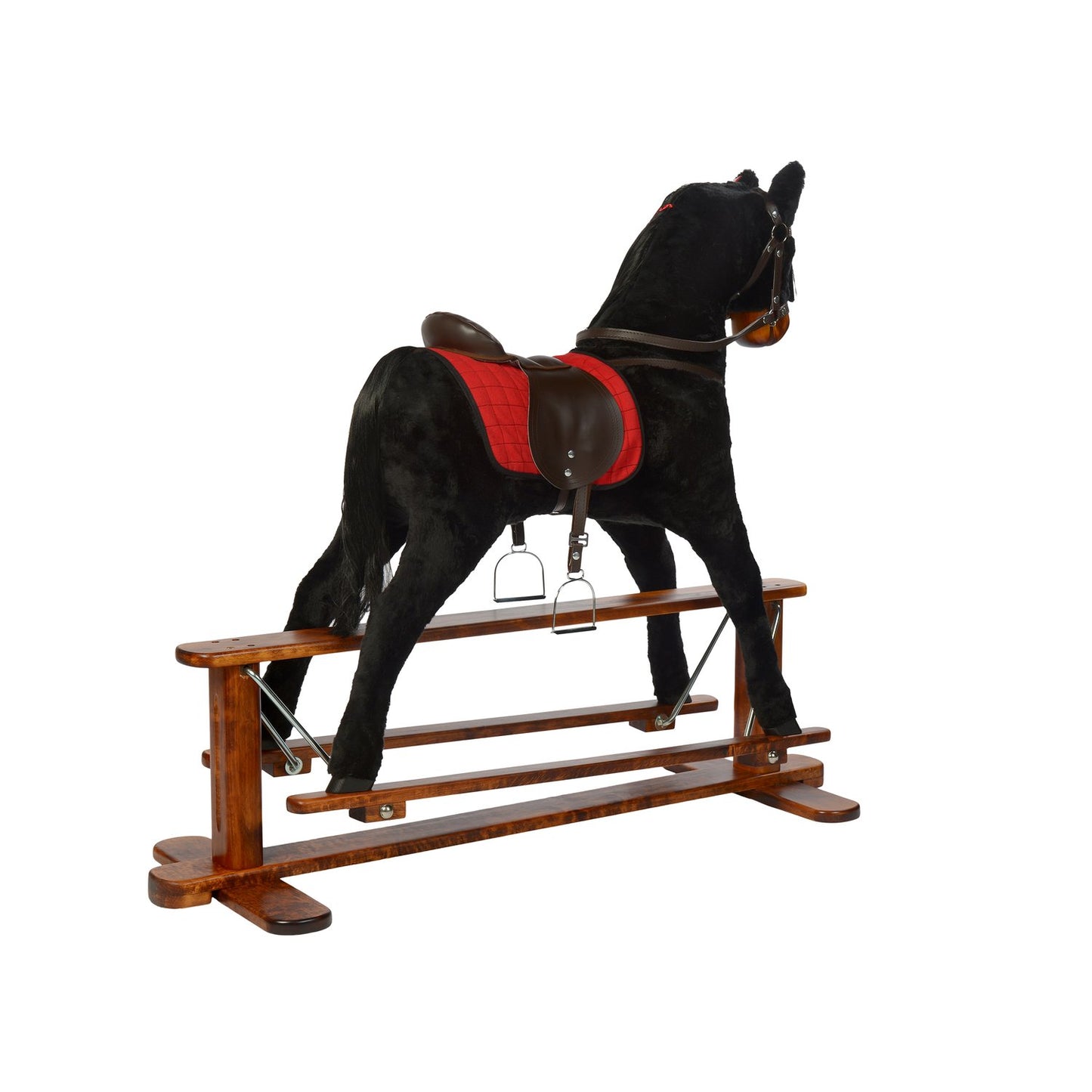 Schaukelpferd Moonlight – Rückansicht des stabilen Holzpferds
