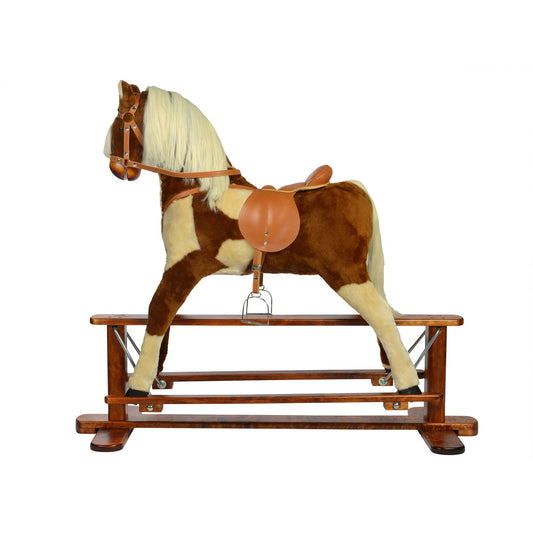 Schaukelpferd Paris – Seitenansicht des stilvollen Holz-Schaukelpferds
