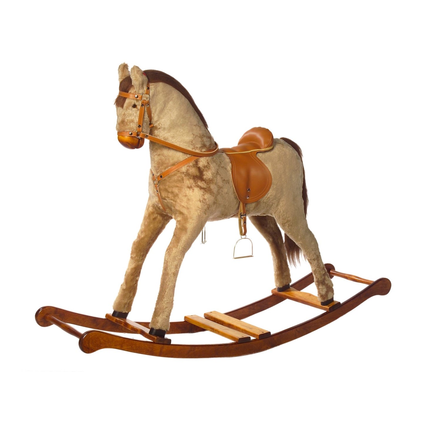 Schaukelpferd Paulina – Vorderansicht des eleganten Holz-Schaukelpferds
