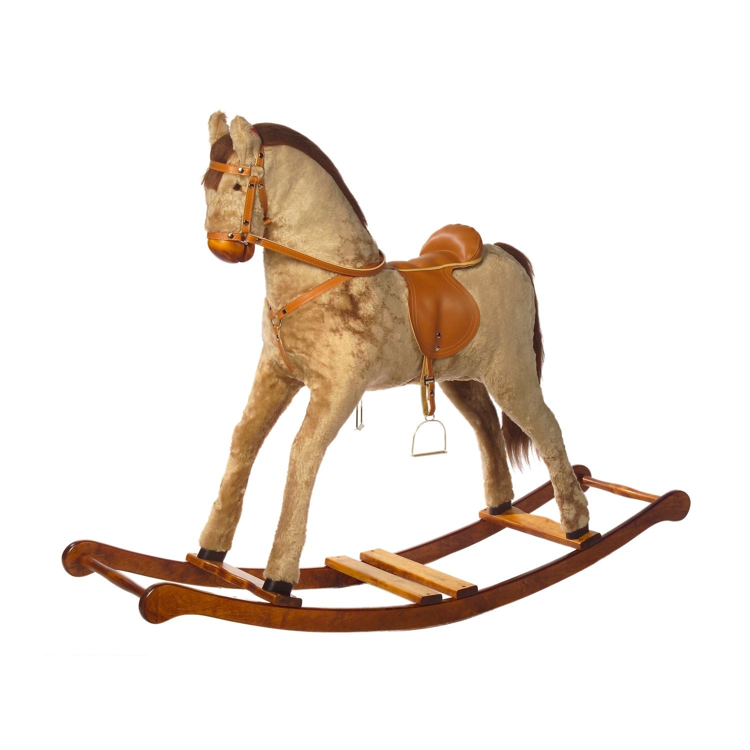 Schaukelpferd Paulina – Vorderansicht des eleganten Holz-Schaukelpferds
