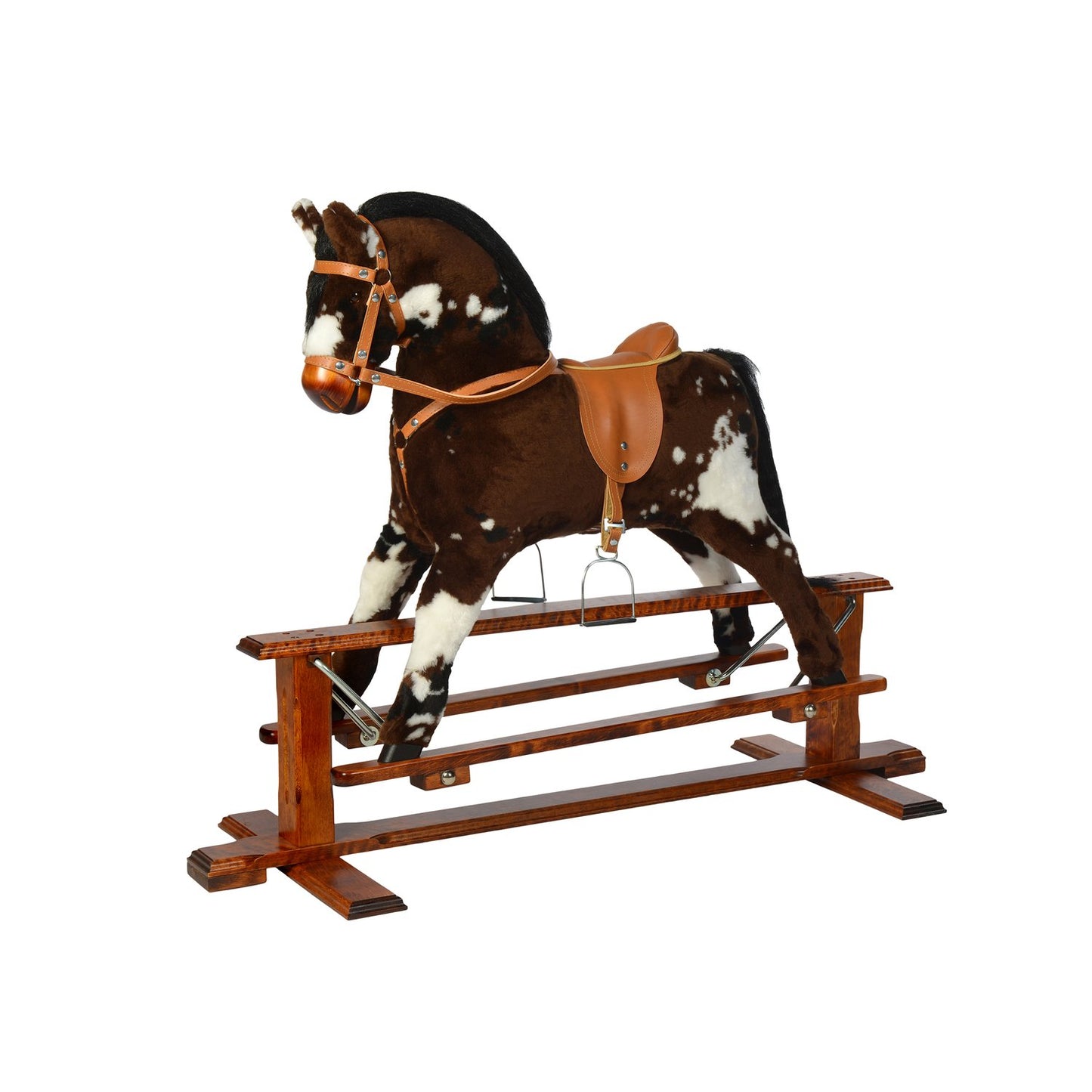 Schaukelpferd Peppino – Vorderansicht des liebevoll gestalteten Kinder-Schaukelpferds
