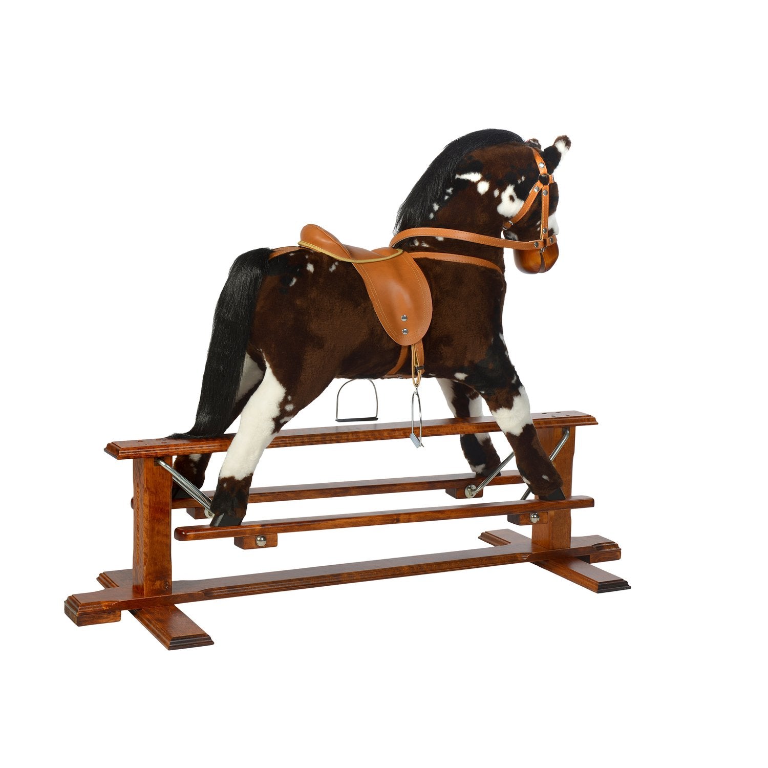 Schaukelpferd Peppino – Rückansicht des stabilen Holzpferds
