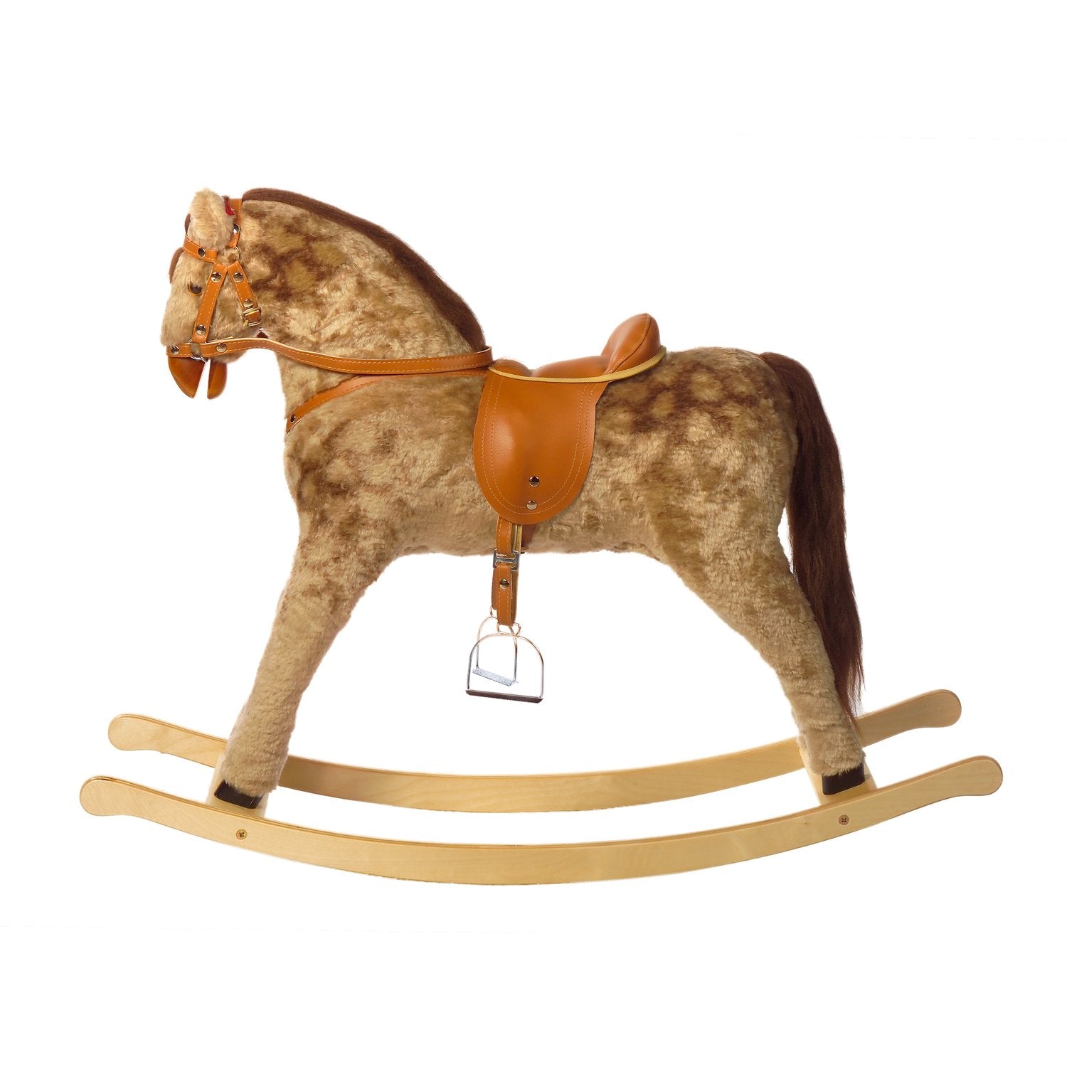 Schaukelpferd Silberwind – Seitenansicht des edlen Schaukelpferds
