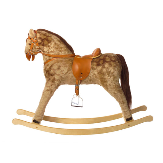 Schaukelpferd Silberwind – Seitenansicht des edlen Schaukelpferds
