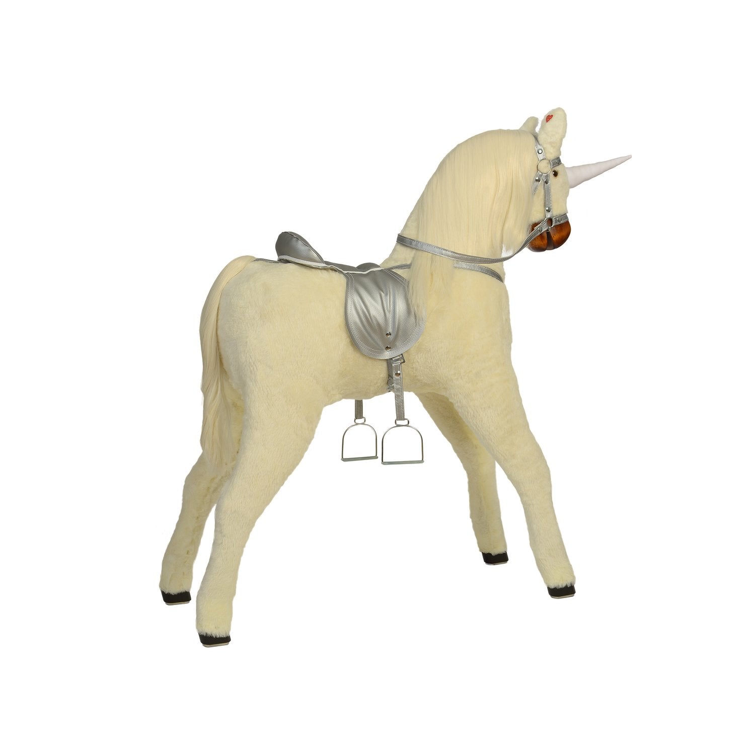 Stehendes Einhorn La Blanca – Seitenansicht des Plüsch-Einhorns
